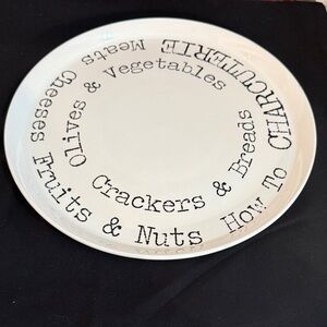 FabulousHome 12” White Charcuterie Plate with Black Typewriter Font